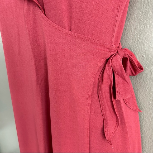 Vintage BCBG Mauve Pink Wrap Dress Size S Ruffle Lettuce Hem Neckline Y2K Barbie - Picture 4 of 10